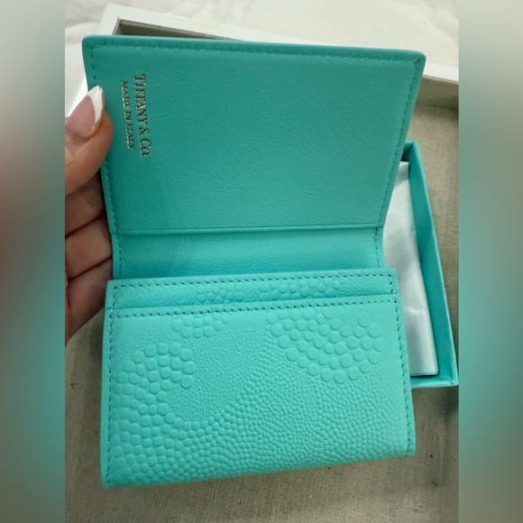 Tiffany & Co Wave Leather Card Case mini Wallet new - Picture 5 of 7